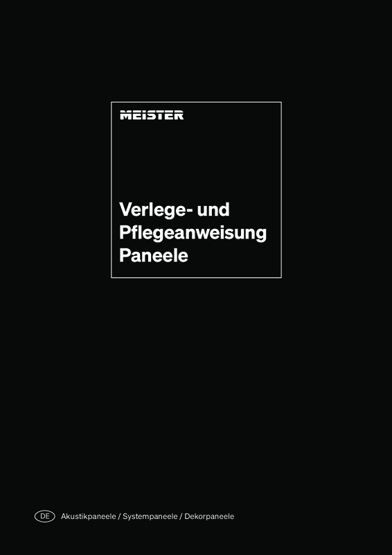 Verlege- und Pflegeanweisung Paneele